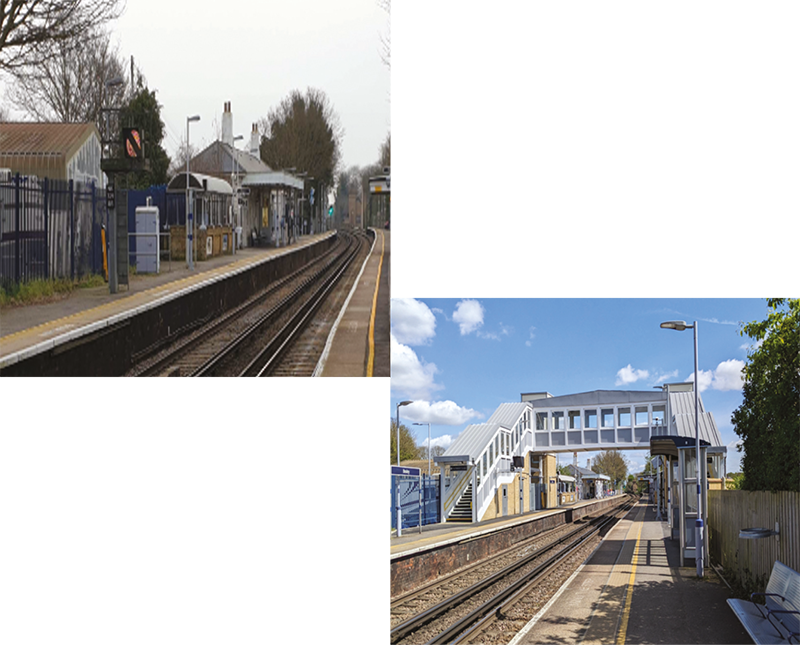 Before and after pictures of the improvements made to Bexley railway station