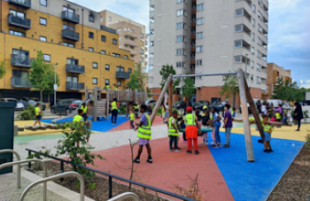 children playing in local park