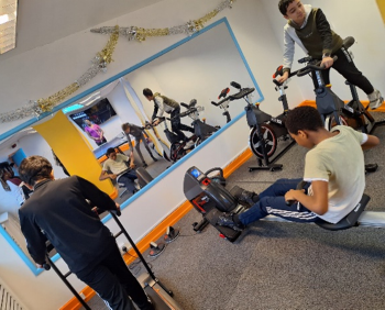 children using gym equipment