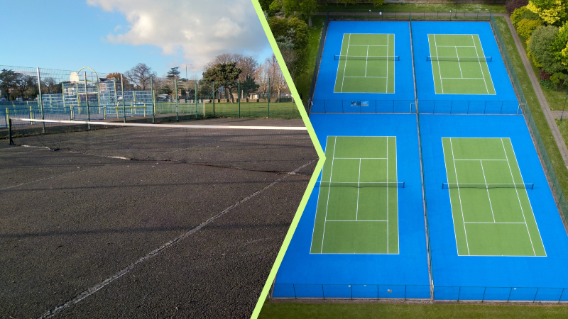 News -Belvedere Recreation Ground South tennis court next to recently refurbished court in Dover (credit Dover District Council)