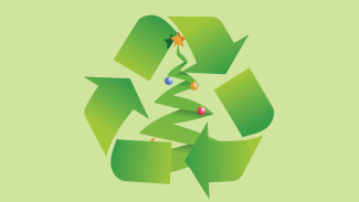 Recycling image with a Christmas Tree