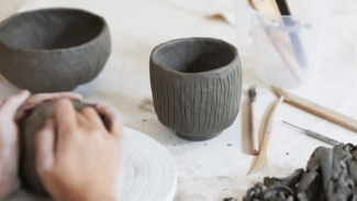 Wheel throwing pottery class